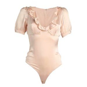 FOR LOVE & LEMONS Neutral Ruffle Bodysuit